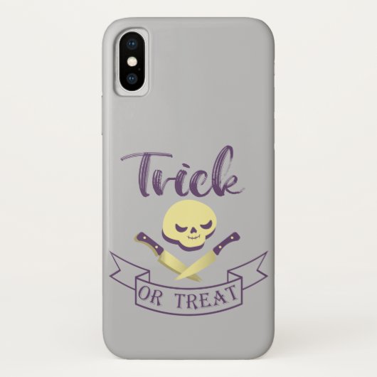 Trick or treat skull crossbones Halloween ribbon T Case-Mate iPhone Case (Achterkant)
