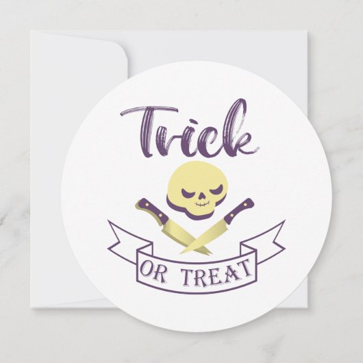 Trick or treat skull crossbones Halloween ribbon T Kaart (Achterkant)
