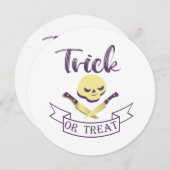 Trick or treat skull crossbones Halloween ribbon T Kaart (Voorkant / Achterkant)