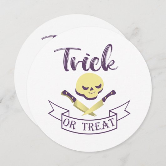 Trick or treat skull crossbones Halloween ribbon T Kaart (Voorkant / Achterkant)