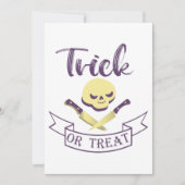 Trick or treat skull crossbones Halloween ribbon T Kaart (Voorkant)