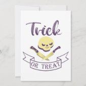 Trick or treat skull crossbones Halloween ribbon T Kaart (Achterkant)