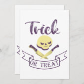 Trick or treat skull crossbones Halloween ribbon T Kaart (Voorkant / Achterkant)