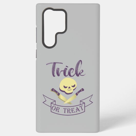 Trick or treat skull crossbones Halloween ribbon T Samsung Galaxy Hoesje (Achterkant)