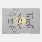 Trick or treat skull crossbones Halloween ribbon T Theedoek (Horizontaal)