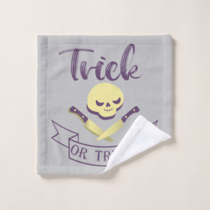 Trick or treat skull crossbones Halloween ribbon T Washandje
