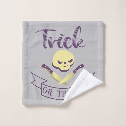 Trick or treat skull crossbones Halloween ribbon T Washandje (Wasdoekje)