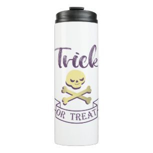 Trick or treat skull crossbones Halloween ribbon Thermosbeker
