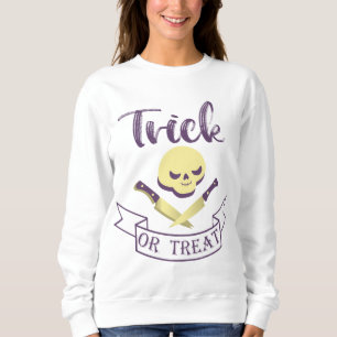 Trick or treat skull crossbones Halloween ribbon Trui
