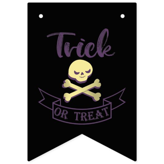 Trick or treat skull crossbones Halloween ribbon Vlaggetjes (Derde vlag)