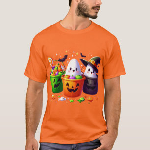 Trick-or-Treat Snoep Buckets Halloween Design T-shirt
