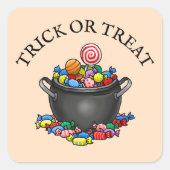 Trick or treat Snoep ketel Vierkante Sticker (Voorkant)