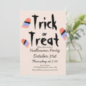 Trick or Treat Snoep Kostuum Doodle Ontwerp Kaart (Staand voorkant)