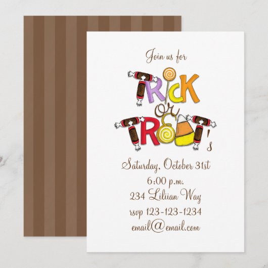Trick or Treat Snoep Uitnodiging (Voorkant / Achterkant)