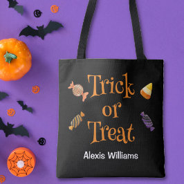 Trick or treat Snoep, zwart Tote Bag
