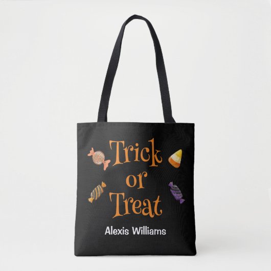 Trick or treat Snoep, zwart Tote Bag (Voorkant)