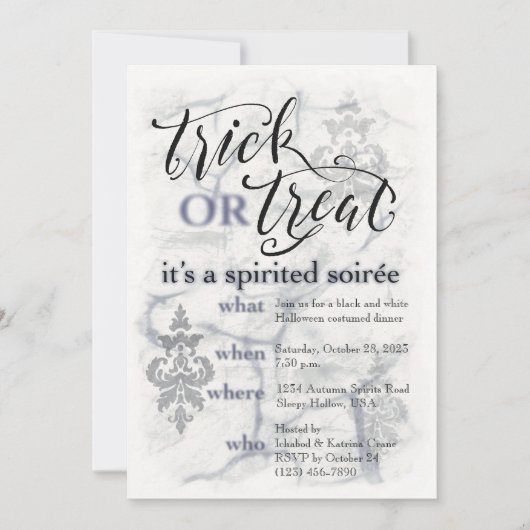 Trick or treat Soirée  uitnodiging (Voorkant)