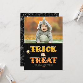 Trick or treat Spider Halloween fotokaarten Kaart