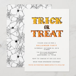 Trick or treat Spider Halloween Party Kaart