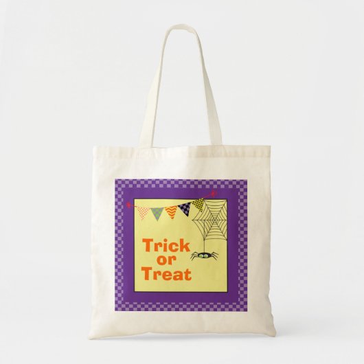 Trick or Treat Spin Halloween Paars Tote Bag (Voorkant)