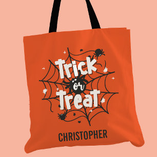 Trick or treat Spin Web Gepersonaliseerde Hallowee Tote Bag