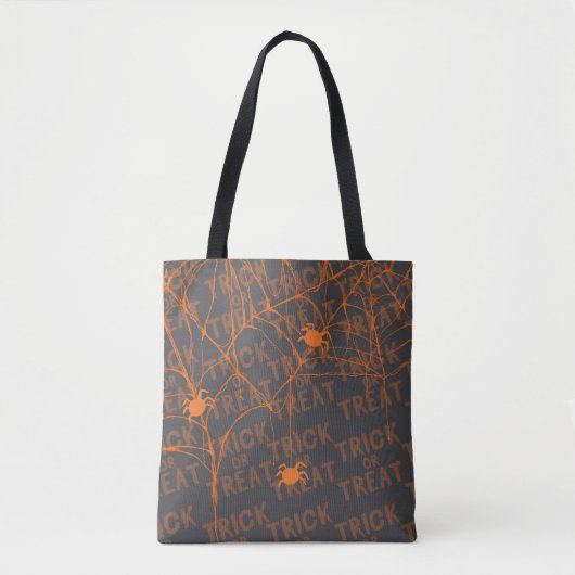 Trick or Treat Spinne Zwarte Boodschappentas Tote Bag (Voorkant)