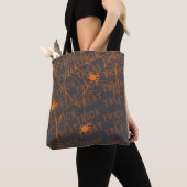 Trick or Treat Spinne Zwarte Boodschappentas Tote Bag (Dichtbij)