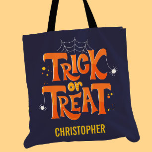 Trick or Treat Spinnen Schattig Gepersonaliseerd H Tote Bag