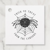 Trick or treat spinnenweb zwart wit halloween bedankjes labels (Voorkant)