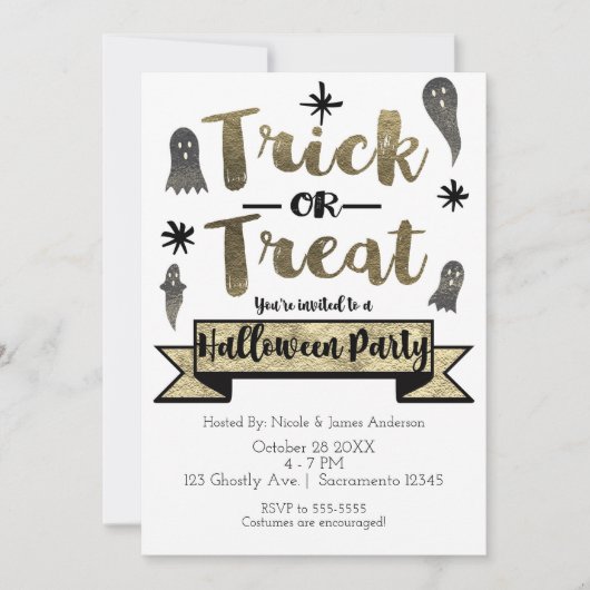 Trick or Treat Spookachtig Chic Modern Halloweenfe Kaart (Voorkant)