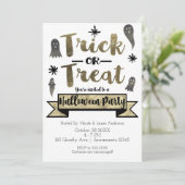 Trick or Treat Spookachtig Chic Modern Halloweenfe Kaart (Staand voorkant)