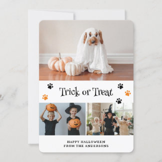 Trick or Treat Spookhuis Dier Foto Halloween Kaart