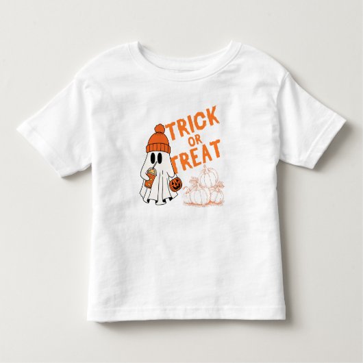 Trick or treat spookontwerp met pompoenlatte kinder shirts (Voorkant)
