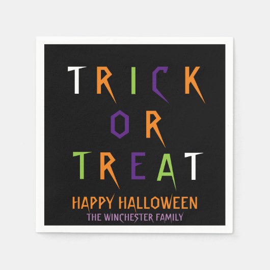 Trick or treat spooky aangepaste tekst Halloween Servet (Voorkant)