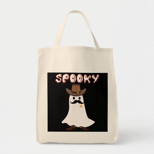 Trick or treat Spooky Ghost Cowboy Canvas tas (Voorkant)