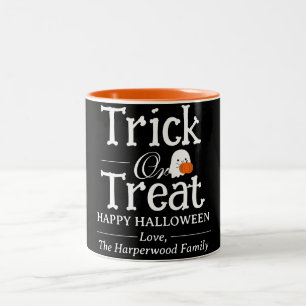 Trick or treat Spooky Halloween familie Tweekleurige Koffiemok