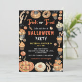 Trick or treat Spooky Halloween Feestuitnodiging Kaart (Staand voorkant)