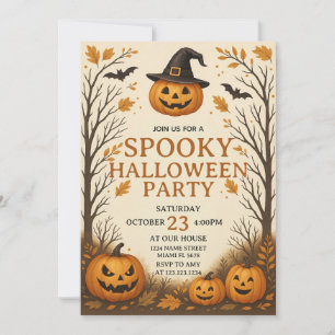 Trick or treat Spooky Halloween Party Uitnodigen Kaart