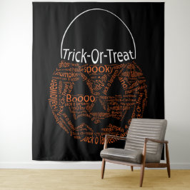 Trick or treat Spooky Halloween Pumpkin Typografie Wandkleed