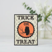 Trick or treat Spooky Halloween Uil Briefkaart (Staand voorkant)