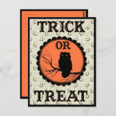 Trick or treat Spooky Halloween Uil Briefkaart (Voorkant / Achterkant)