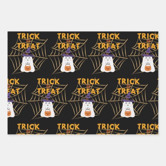 Trick or treat Spooky Hey! Boo-tiful Halloween Inpakpapier Vel (Voorkant)