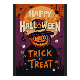 Trick or treat Spooky Pumpkin Halloween Party Perfect Poster