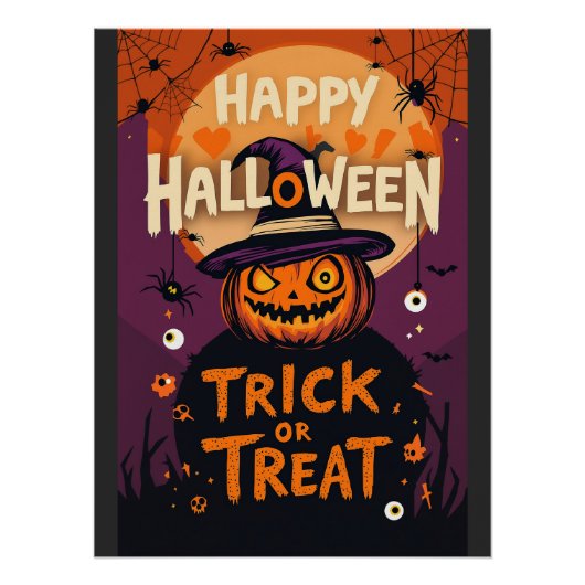 Trick or treat Spooky Pumpkin Halloween Party Perfect Poster (Voorkant)