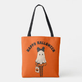 Trick or treat Spooky Schattige Ghost Happy Hallow Tote Bag (Achterkant)