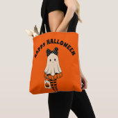 Trick or treat Spooky Schattige Ghost Happy Hallow Tote Bag (Dichtbij)