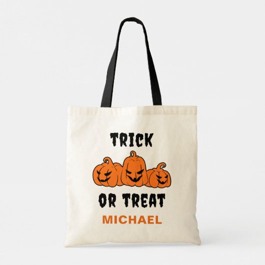 Trick or treat Spooky Sinaasappel Pompoenen Hallow Tote Bag (Achterkant)