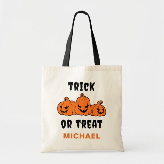 Trick or treat Spooky Sinaasappel Pompoenen Hallow Tote Bag (Voorkant)