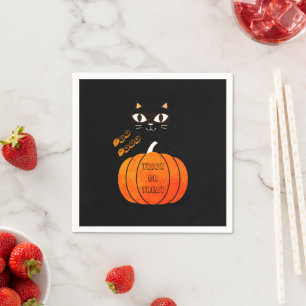 Trick or treat Spooky Sinaasappel Zwart Kat Hallow Servet