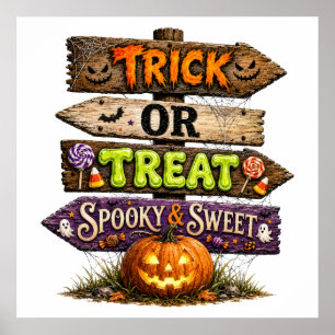 Trick Or Treat Spooky & Sweet Halloween  Poster
